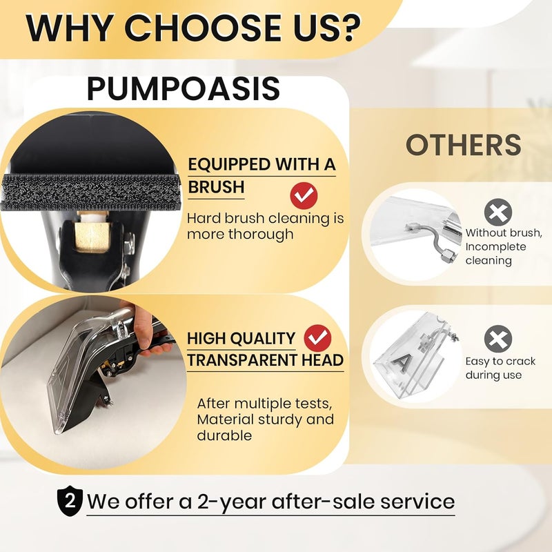 Pumpoasis Extractor Hand Tool for Shop Vac,Mytee,Add Cleaning Brushes,Anti Fall Transparent Shell,1/4”Quick Connect,with 2-1/2"&1-7/8" Adapters,for Upholstery & Carpet Cleaning and Car Detailing - Image 4